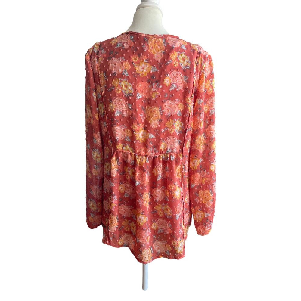 Matilda Jane Swiss Dot Fall Floral Blouse Women Small Long Sleeve Top - Picture 2 of 4